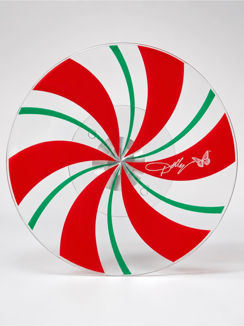 Dolly Parton 12” Peppermint Holiday Serving Platter Red Green Swirl